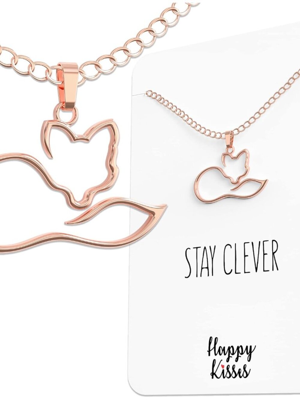 Fox Necklace - Stay Clever Gift Card Message with Pendant - Charming Fox Charms